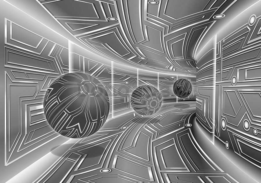 Fototapeta: 3D Sci-fi tunel (sivý) - 184x254 cm