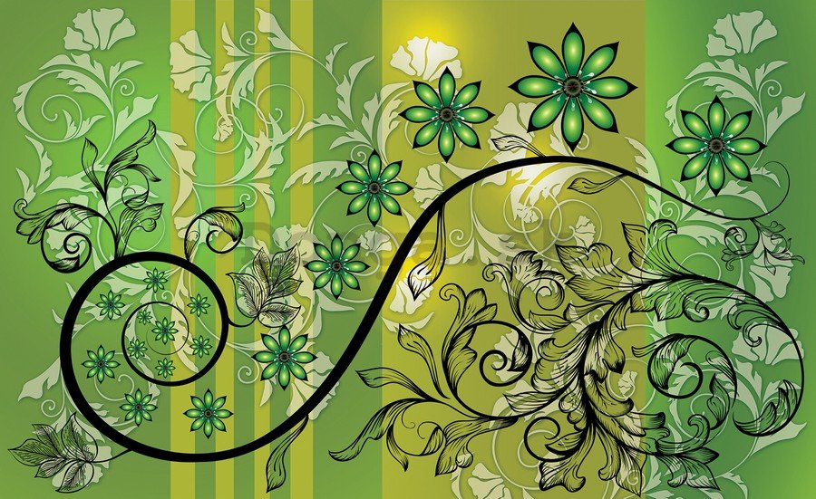Fototapeta: Kvetinová abstrakcie (zelená) - 254x368 cm