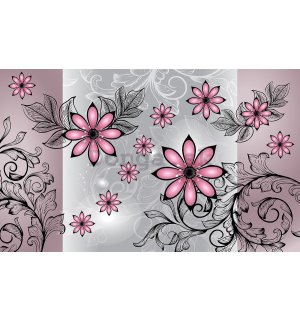 Fototapeta: Růžové kvety (vzor) - 184x254 cm