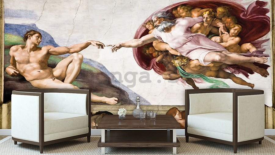 Fototapeta: Stvorenie Adama (Michelangelo Buonarotti) - 184x254 cm