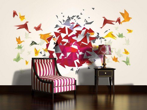Fototapeta: Origami birds (2) - 184x254 cm