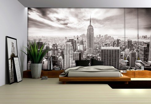 Fototapeta: Pohľad na New York (čiernobiela) - 184x254 cm