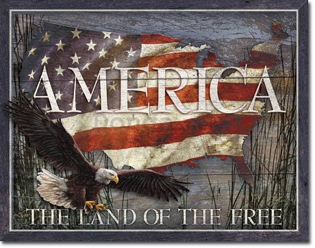 Plechová ceduľa - America (The Land of the Free)