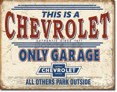 Plechová ceduľa - Chevrolet Only Garage
