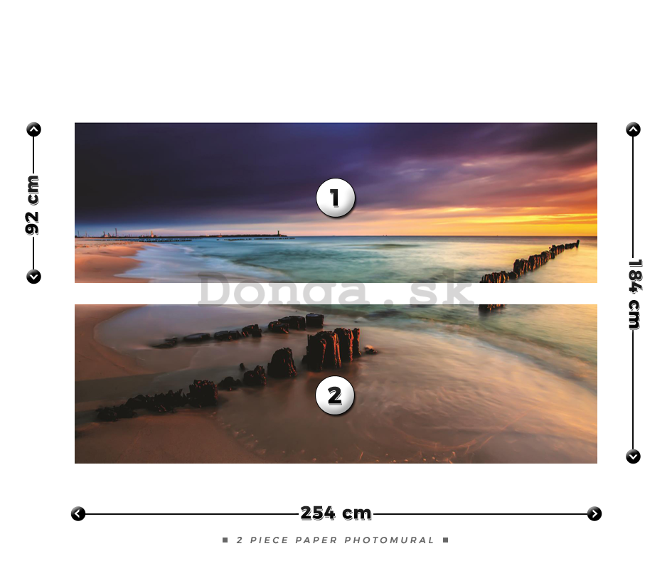 Fototapeta: Farebný západ slnka na pláži - 184x254 cm
