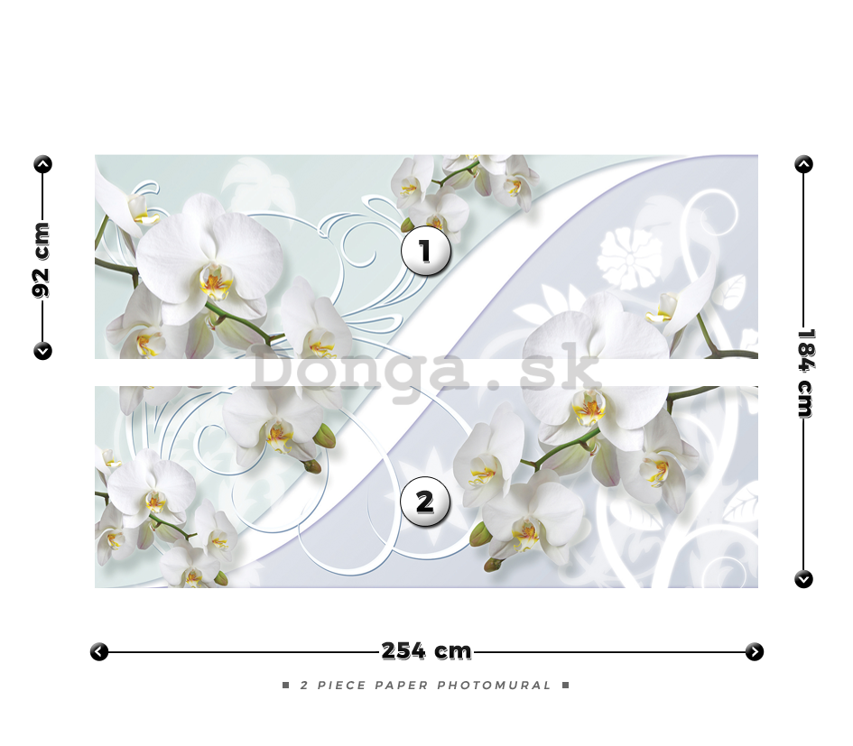 Fototapeta: Biela orchidea (vzor) - 184x254 cm