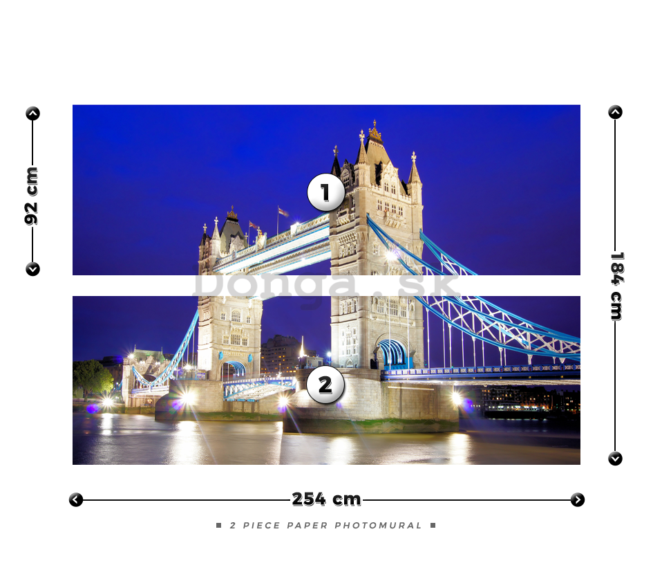Fototapeta: Nočná Tower Bridge - 184x254 cm