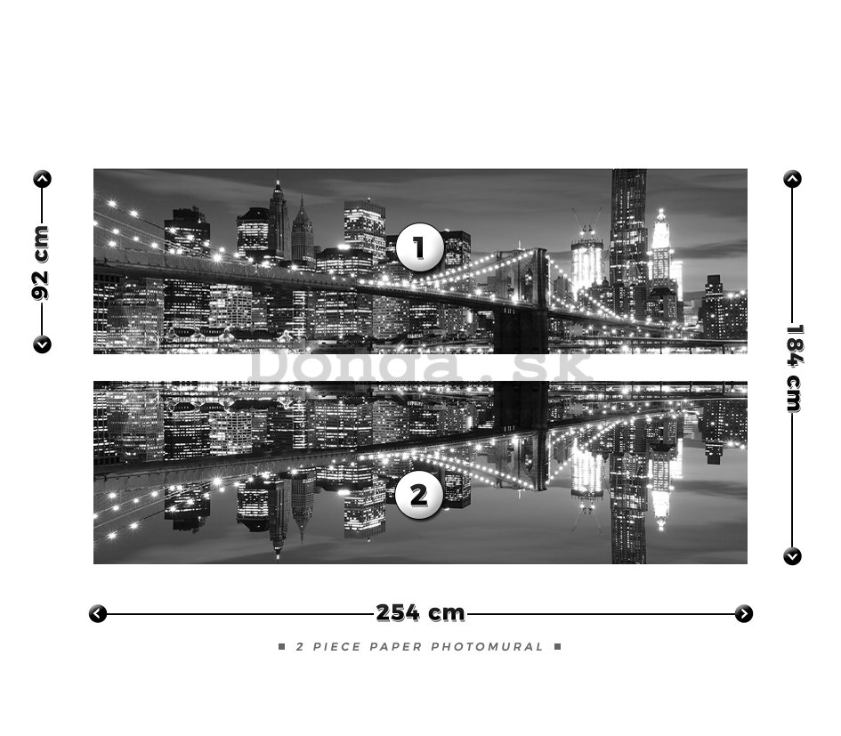 Fototapeta: Čiernobiely Brooklyn Bridge (3) - 184x254 cm