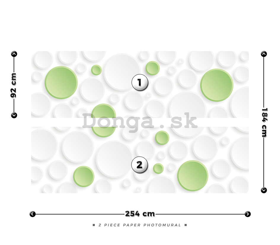 Fototapeta: Zeleno biele bodky - 184x254 cm
