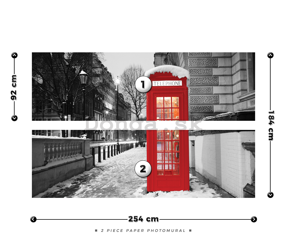 Fototapeta: Londýn (zimný telefónna búdka) - 184x254 cm