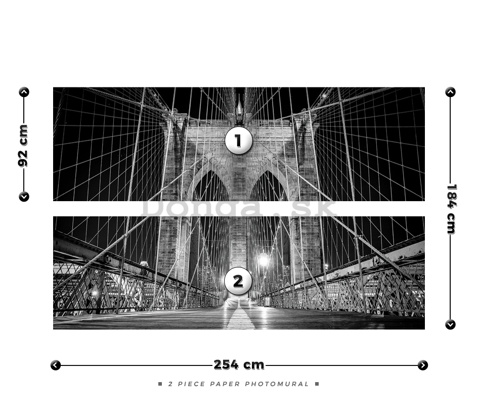 Fototapeta: Brooklyn Bridge (čiernobiely detail) - 184x254 cm