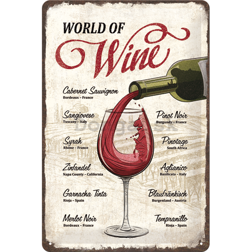 Plechová ceduľa: World of Wine - 30x20 cm