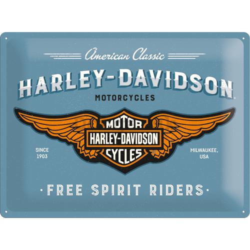Plechová ceduľa: Harley-Davidson (Free Spirit Riders) - 30x40 cm