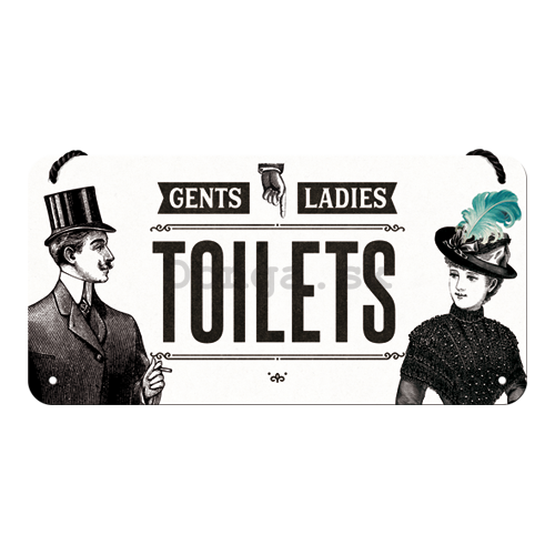 Závesná ceduľa: Gents and Ladies Toilets - 10x20 cm