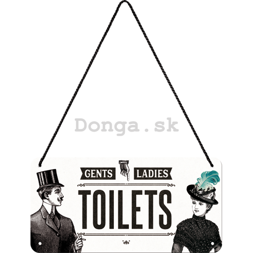 Závesná ceduľa: Gents and Ladies Toilets - 10x20 cm