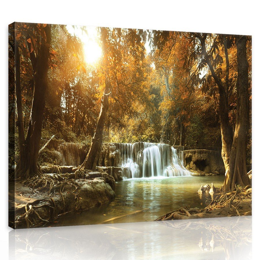 Obraz na plátne: Vodopády v lese (1) - 75x100 cm