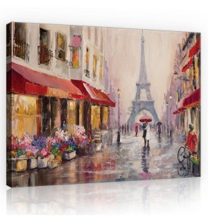 Obraz na plátne: Ulička k Eiffelovej veži (maľované) - 75x100 cm
