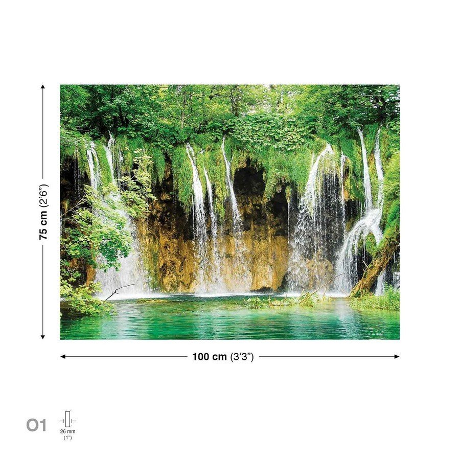 Obraz na plátne: Jazero a vodopád (2) - 75x100 cm