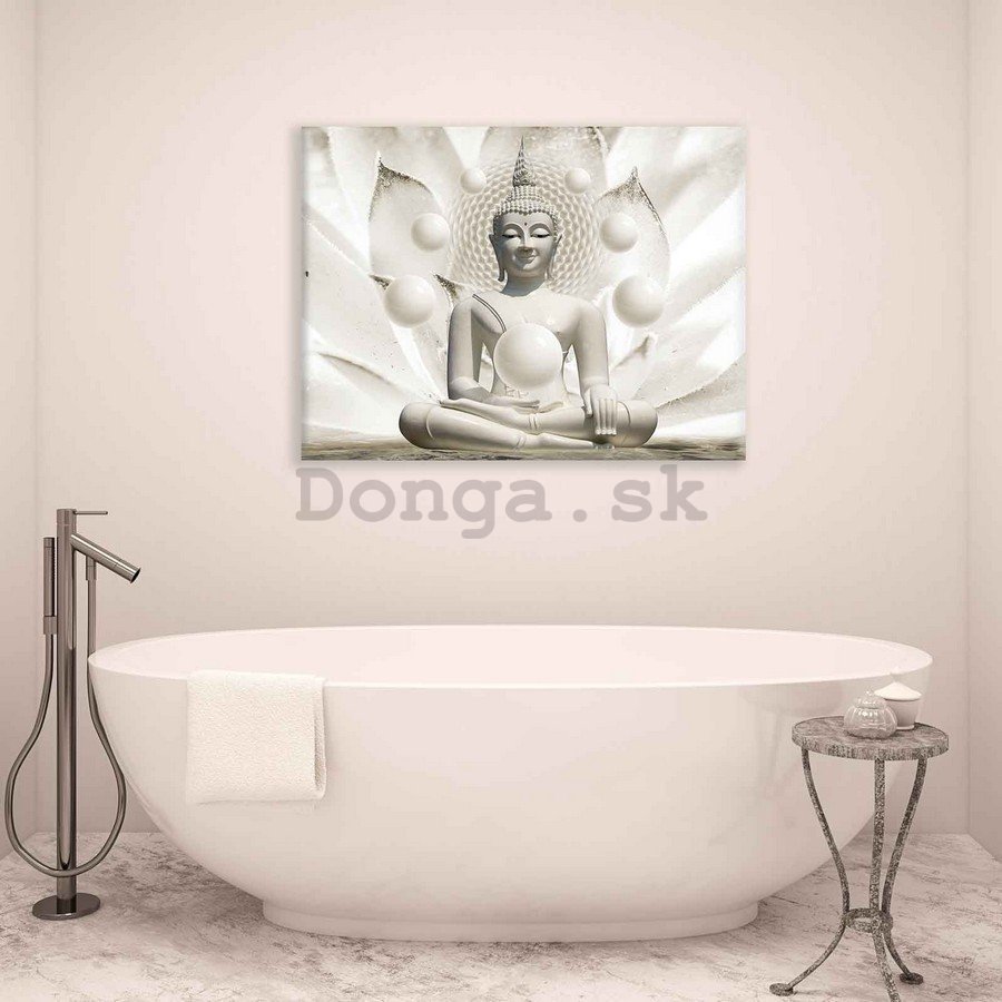 Obraz na plátne: Biely budha - 75x100 cm