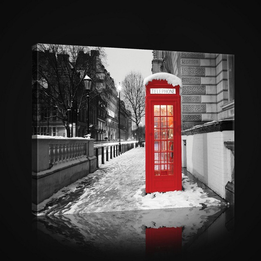 Obraz na plátne: Londýn (zimná telefónna búdka) - 75x100 cm