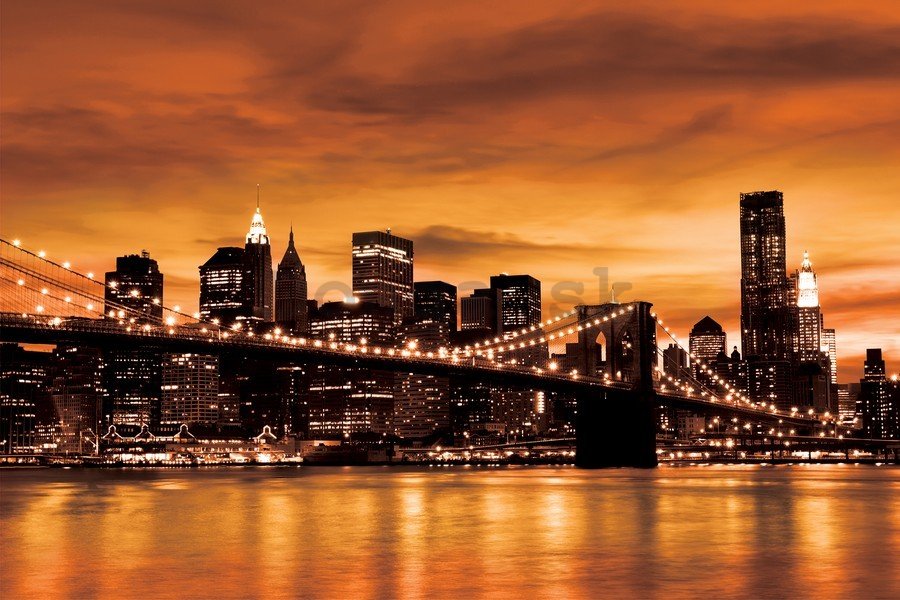 Obraz na plátne: Brooklyn Bridge (oranžový) - 75x100 cm