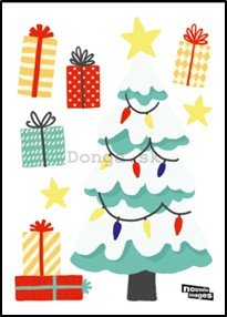 Vianočná samolepka na sklo - Santa a stromček