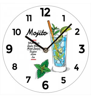 Nástenné sklenené hodiny: Mojito - 30 cm