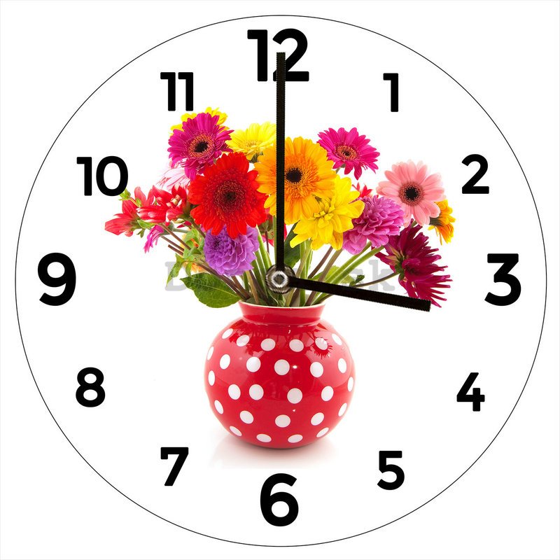 Nástenné sklenené hodiny: Kvety - 34 cm
