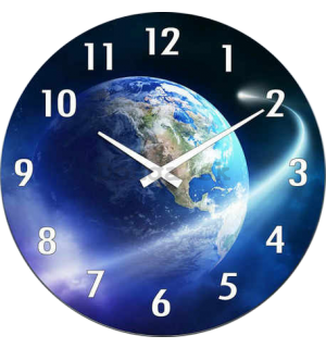 Nástenné sklenené hodiny: Planéta Zem - 30 cm