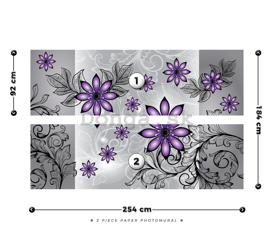 Fototapeta: Fialové kvety (vzor) - 184x254 cm