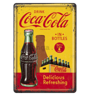Plechová pohľadnice - Coca-Cola (In Bottles Yellow)