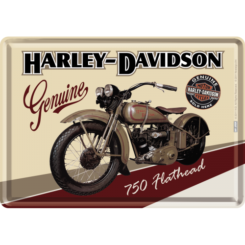 Plechová pohľadnice - Harley-Davidson 750 Flathead
