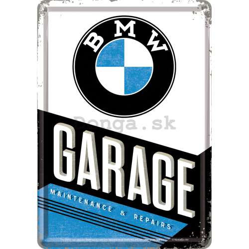 Plechová pohľadnice - BMW Garage