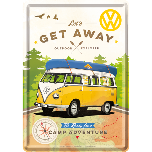 Plechová pohľadnice - VW Let's Get Away