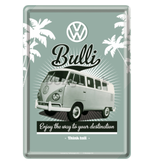 Plechová pohľadnice - VW Bulli (Enjoy the Way to Yours Destination)