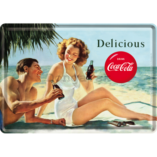 Plechová pohľadnice - Delicious Coca-Cola