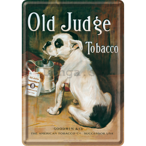 Plechová pohľadnice - Old Judge Tobacco