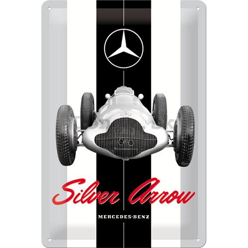 Plechová ceduľa: Mercedes-Benz Silver Arrow - 30x20 cm