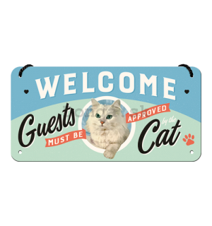 Závesná ceduľa: Welcome Guests Cat - 10x20 cm