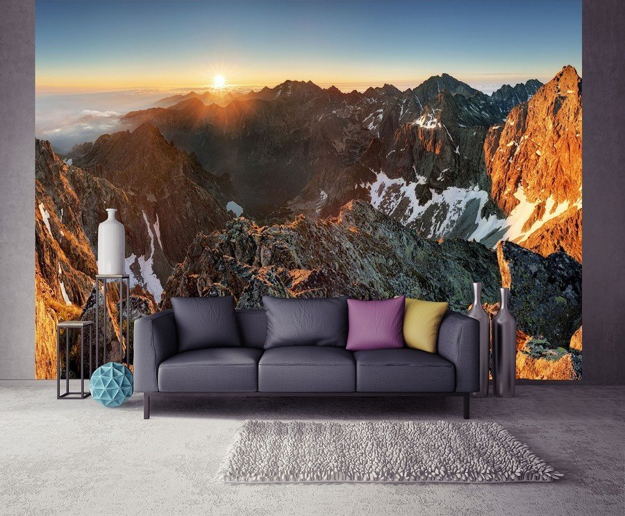 Fototapeta vliesová: Západ slnka na horách - 184x254 cm