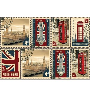 Fototapeta: Poštové známky Veľká Británia - 184x254 cm