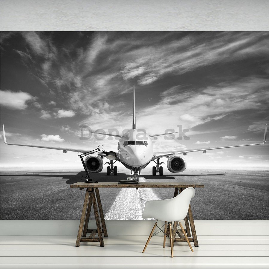 Fototapeta: Prúdové lietadlo (čiernobiele) - 184x254 cm