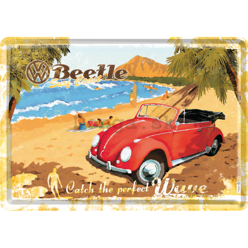 Plechová pohľadnice - VW Beetle (Catch the Perfect Wave)