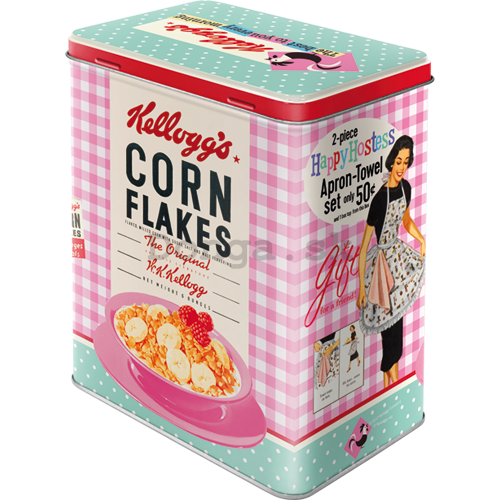 Plechová dóza L - Kellogg's Happy Hostess Corn Flakes