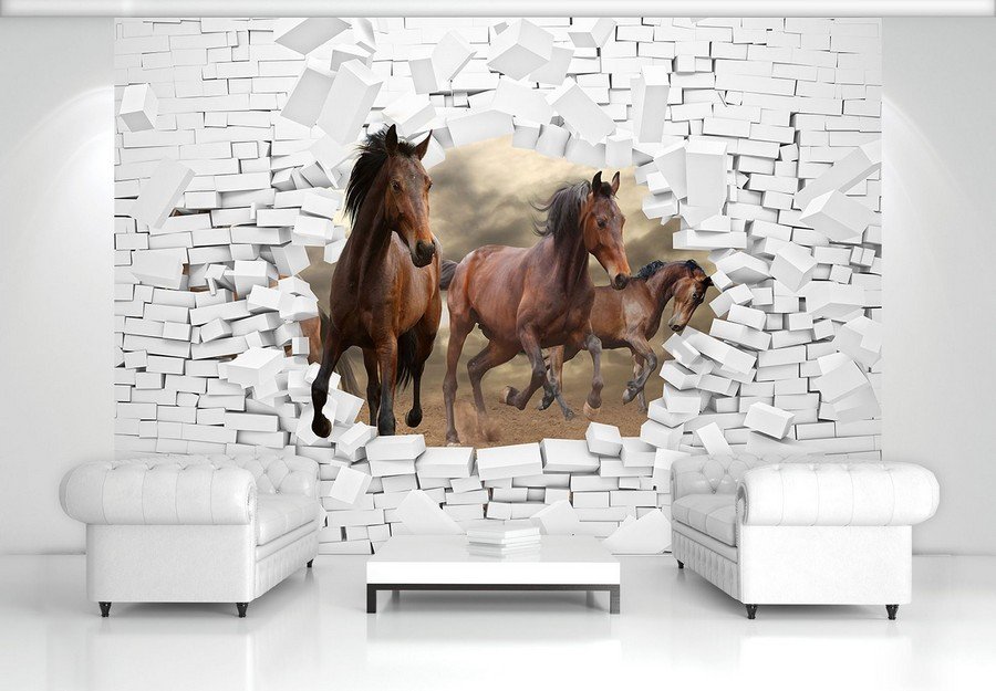 Fototapeta vliesová: Kone v stene - 184x254 cm