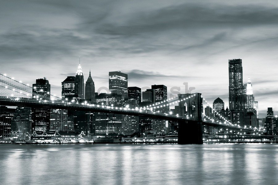 Fototapeta vliesová: Brooklyn Bridge (čiernobiely) - 254x368 cm