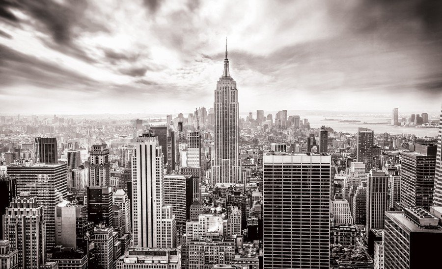 Fototapeta vliesová: Pohľad na New York (čiernobiela) - 184x254 cm