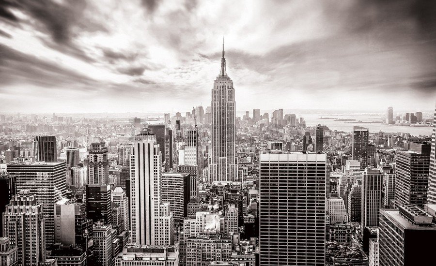 Fototapeta vliesová: Pohľad na New York (čiernobiela) - 254x368 cm