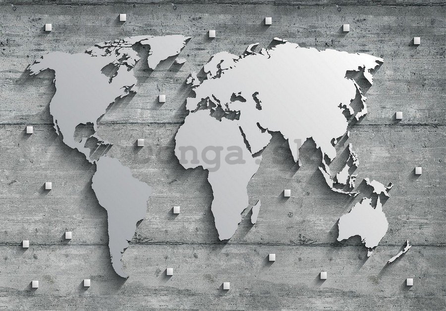 Fototapeta vliesová: Kovová mapa sveta - 254x368 cm