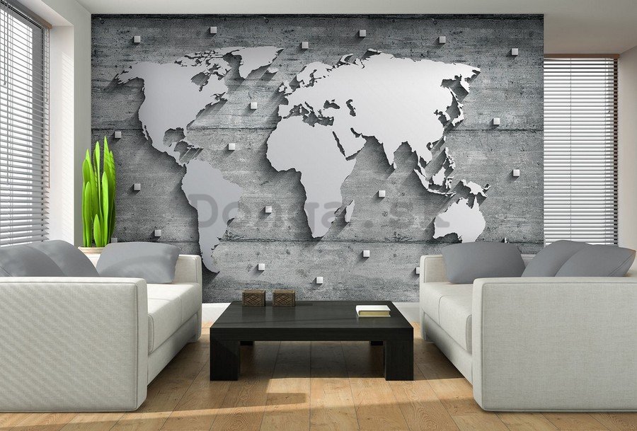 Fototapeta vliesová: Kovová mapa sveta - 254x368 cm